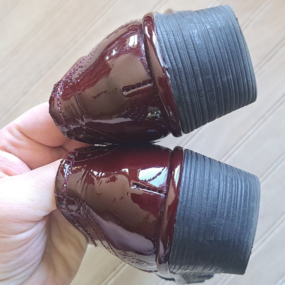 Fly London Oxford Lace Up Burgundy Patent Leather Wedge Comfort Shoes - Picture 4 of 13